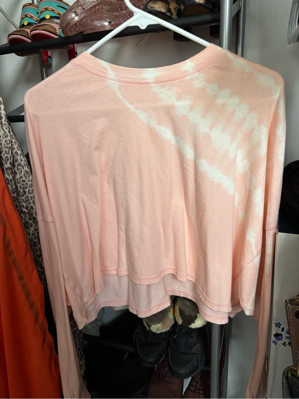 flirtitude Peach Tie-Dye Long Sleeve Pullover